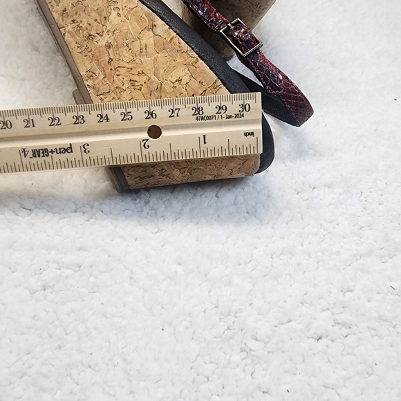 Walking Cradles Elites Red/Black Peep Toe Leather Wedges Size 10.5M - Picture 7 of 8